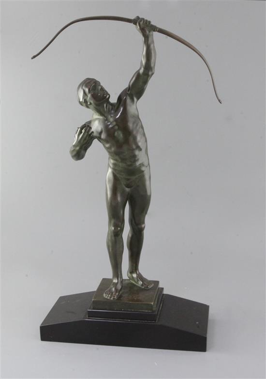 Victor de Manet. An Art Deco bronze figure of an archer, 23in.